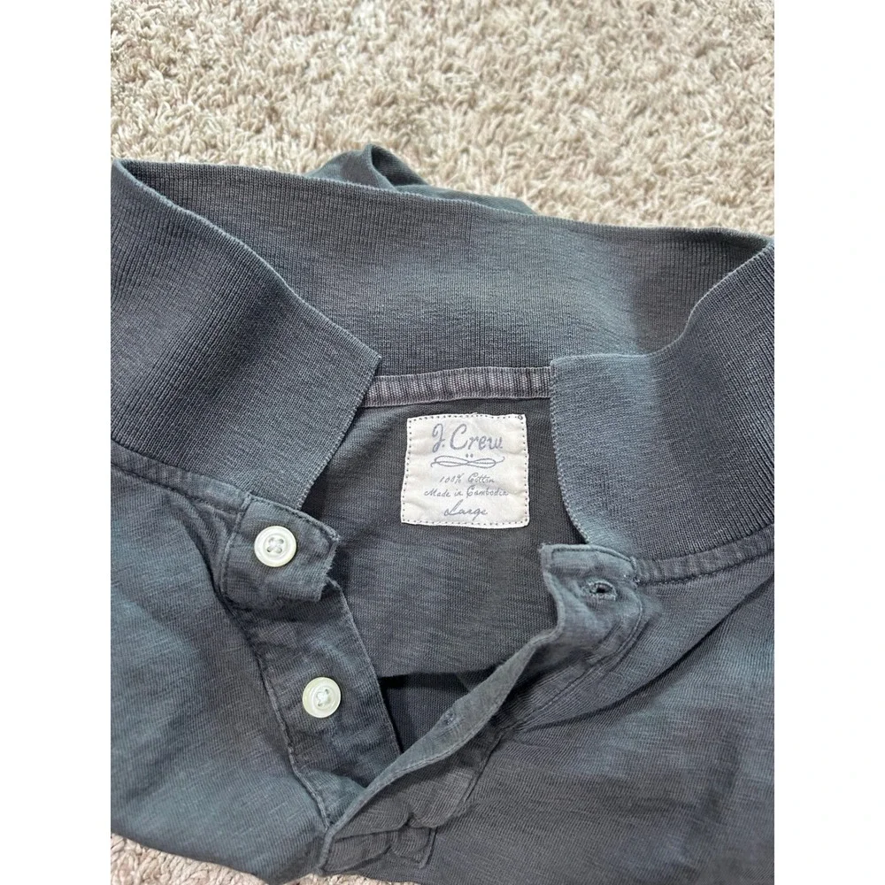 J. Crew Mens Large Short Sleeve Cotton Polo Shirt Gray Preppy Basic Classic